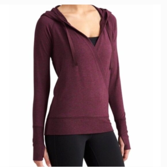 Athleta Tops - Athleta | Inner Twist Hoodie Wrap-Front Chianti Heather Plum Top‎ XS Women's